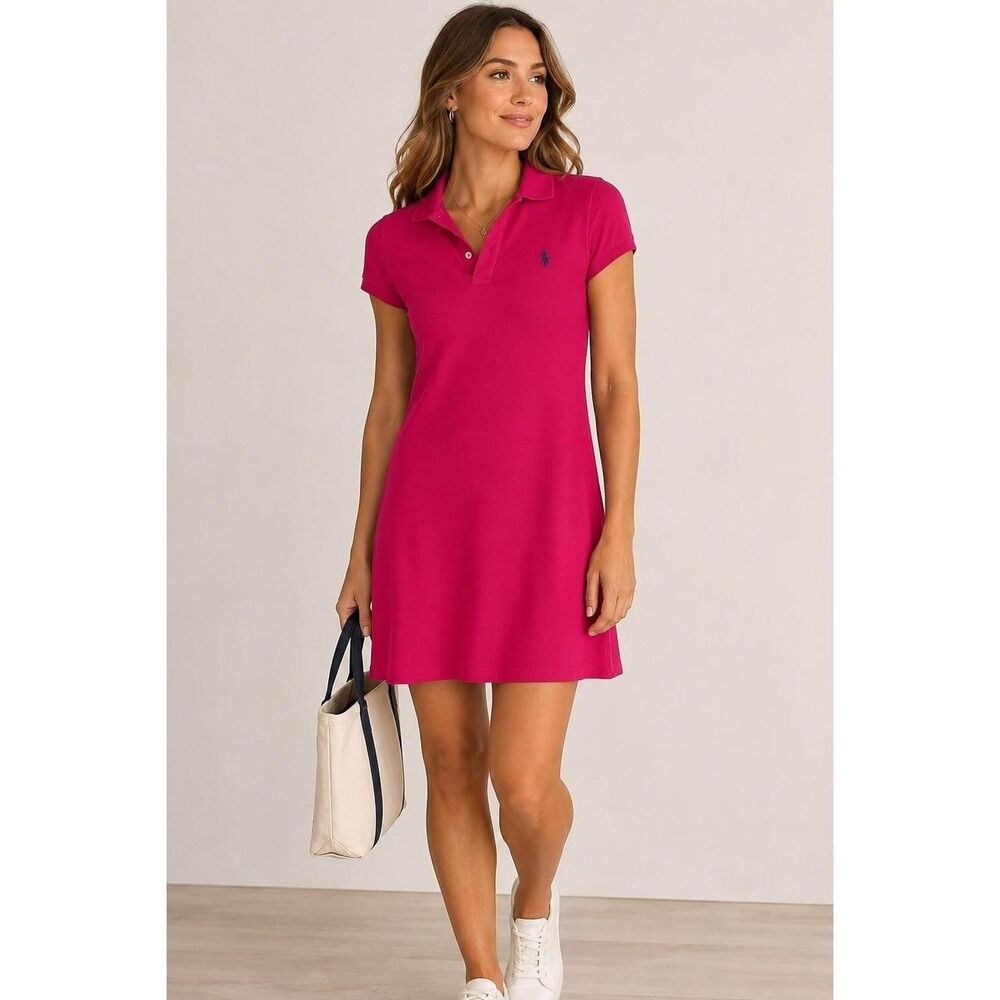 Polo Ralph Lauren  The Mesh Mini Polo Dress Size M Pink Country Club Preppy